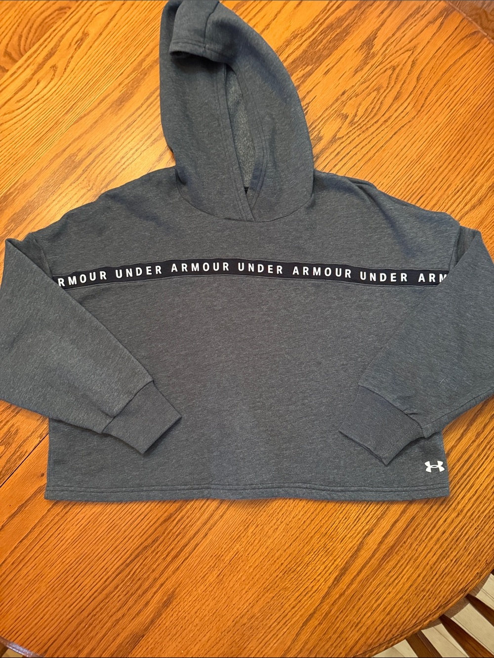 Cropped loose Under Armour women’s Dark Gray Hooded Crewneck Sweatshirt